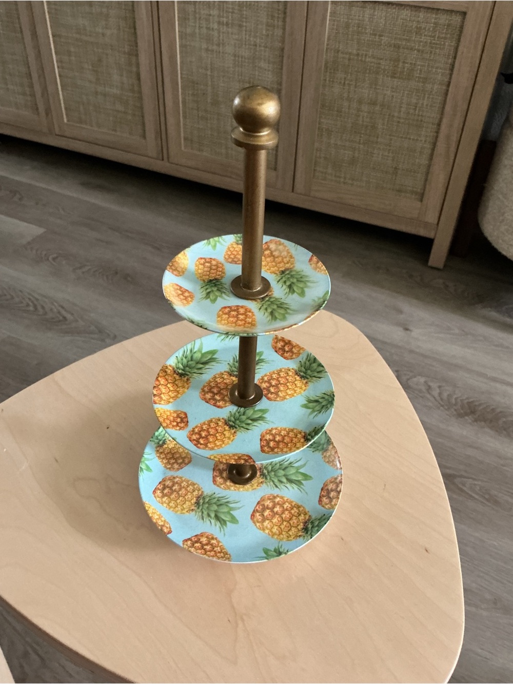 Three-Tier Mini Pineapple Pattern Plate Stand - Blue & Gold